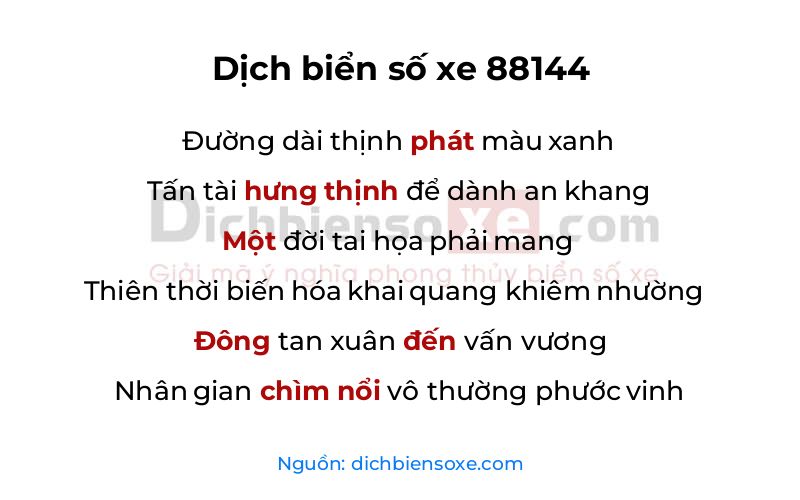 Dịch thơ biển số 88144