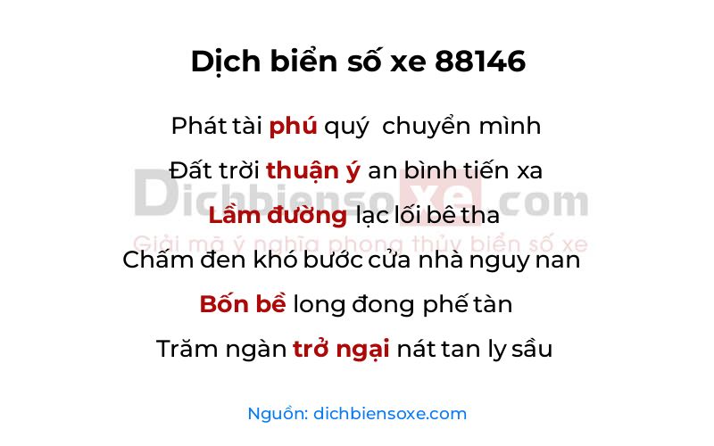 Dịch thơ biển số 88146