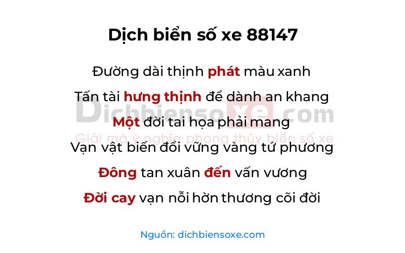 Dịch thơ biển số 88147