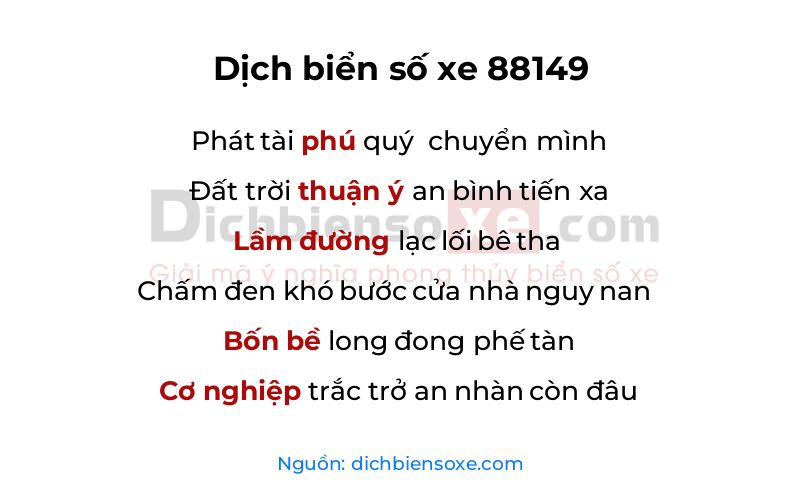 Dịch thơ biển số 88149