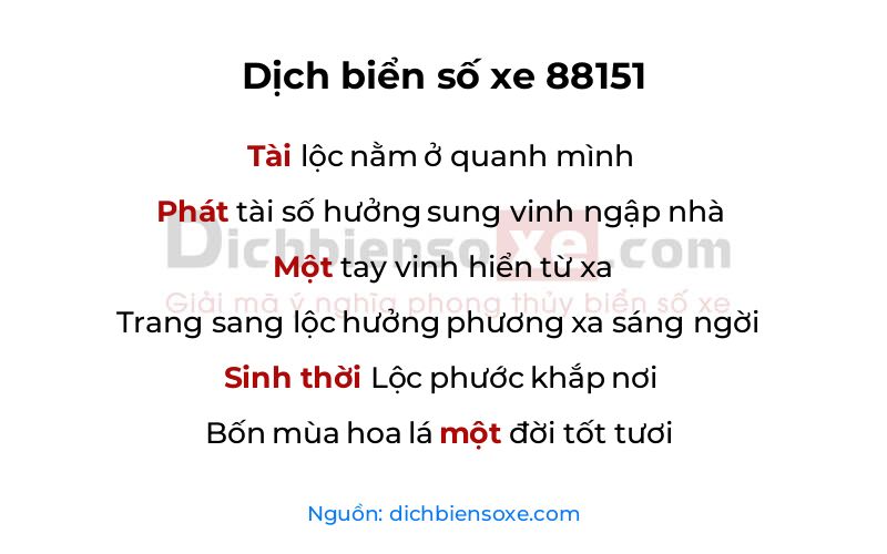 Dịch thơ biển số 88151