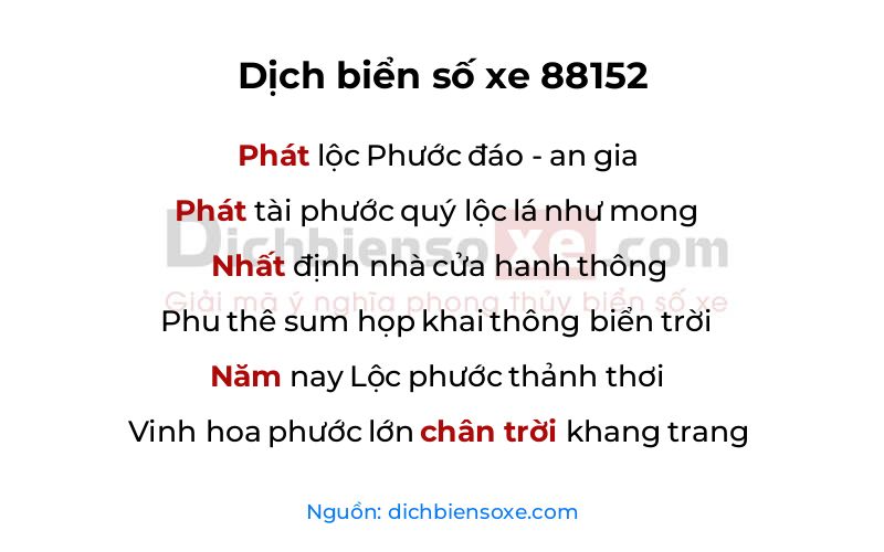 Dịch thơ biển số 88152