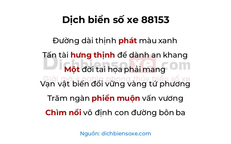 Dịch thơ biển số 88153