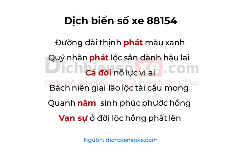 Dịch thơ biển số 88154