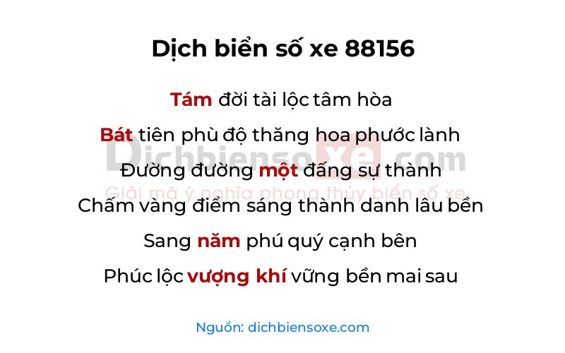 Dịch thơ biển số 88156