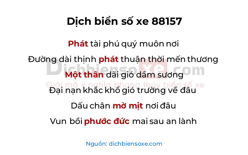 Dịch thơ biển số 88157