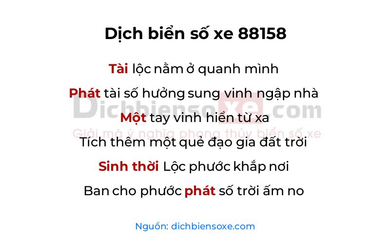 Dịch thơ biển số 88158