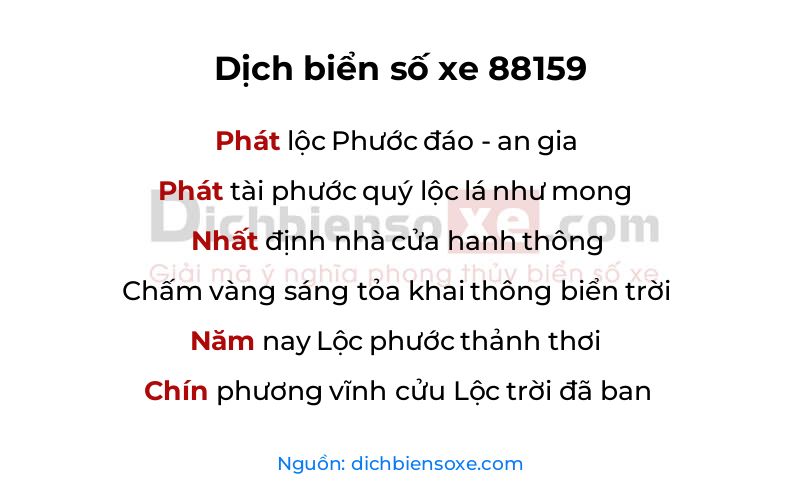 Dịch thơ biển số 88159
