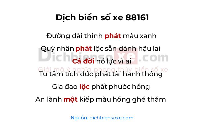 Dịch thơ biển số 88161