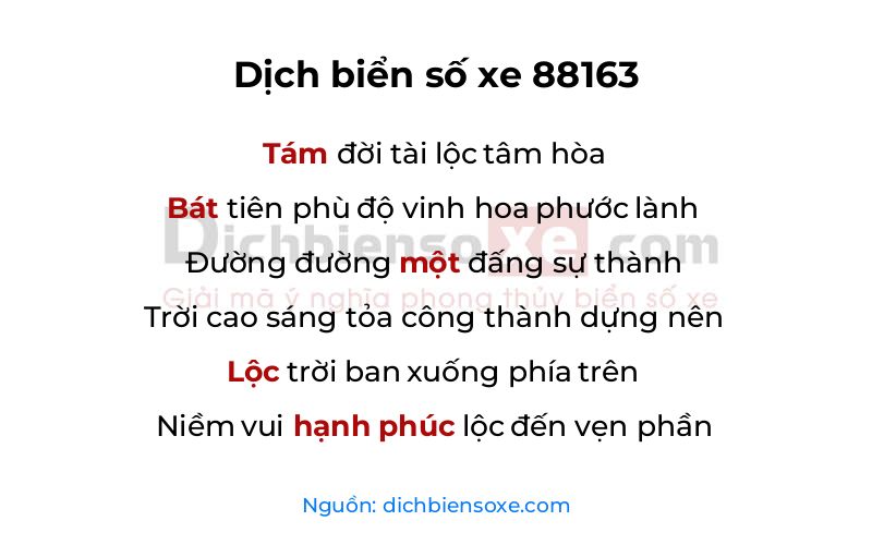 Dịch thơ biển số 88163