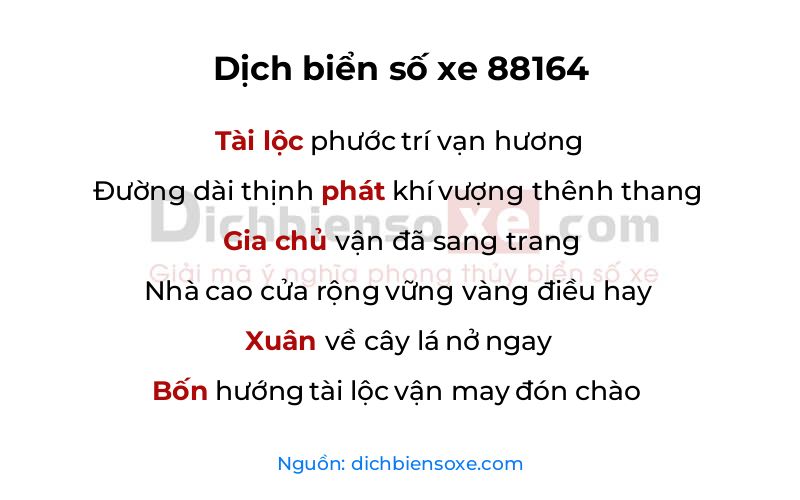 Dịch thơ biển số 88164