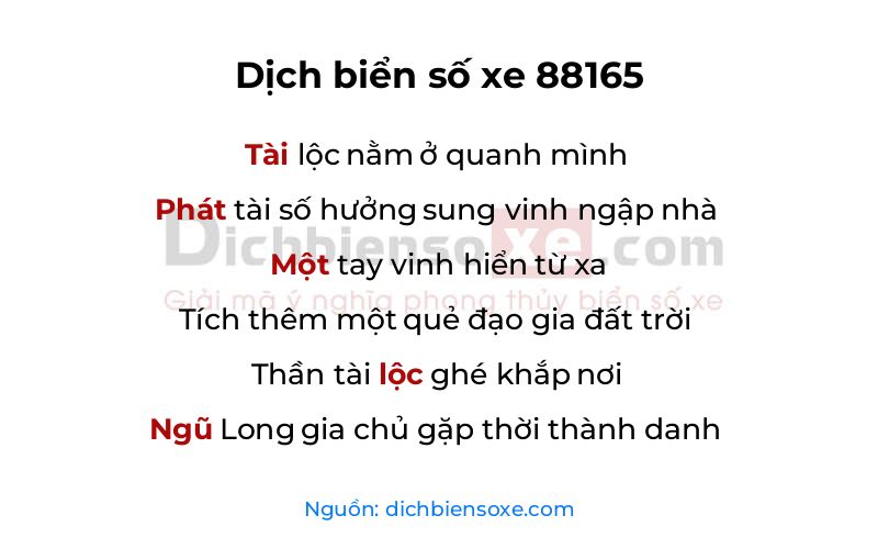 Dịch thơ biển số 88165
