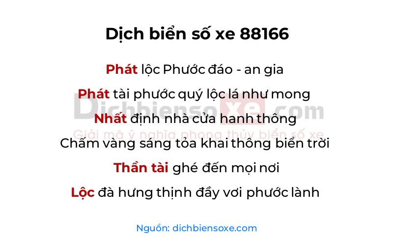 Dịch thơ biển số 88166