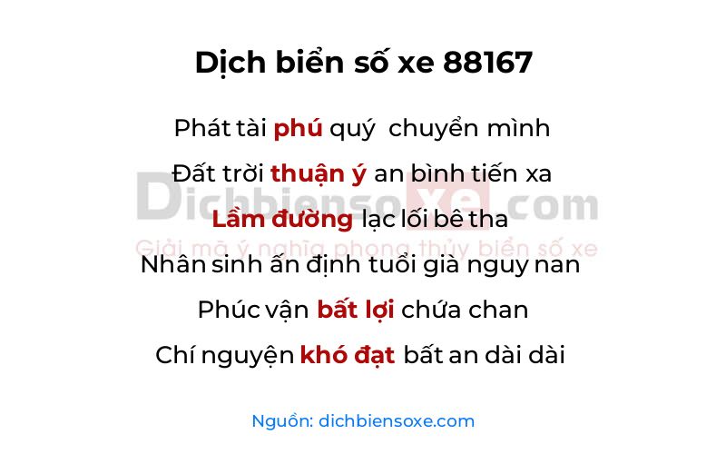 Dịch thơ biển số 88167