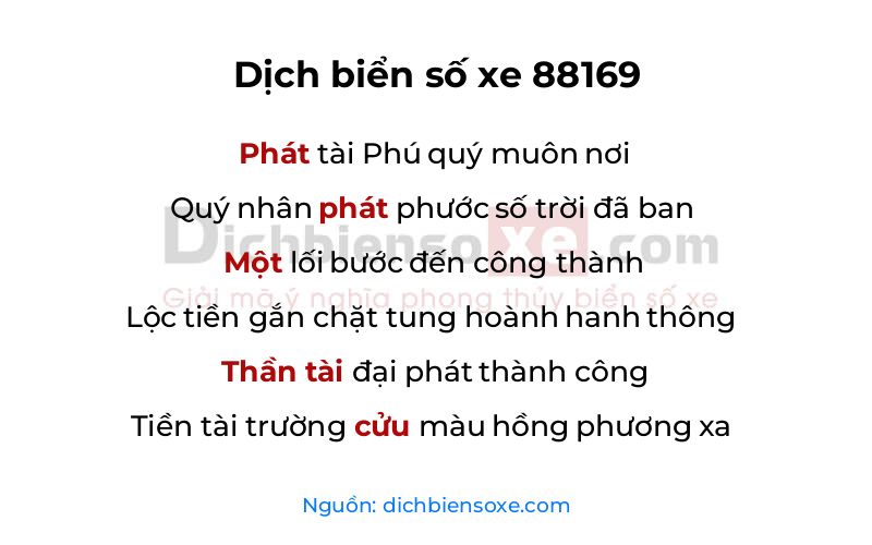 Dịch thơ biển số 88169