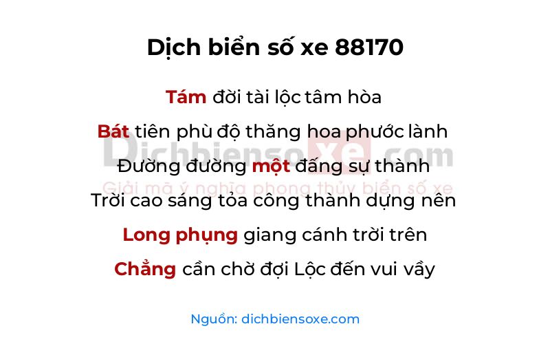 Dịch thơ biển số 88170