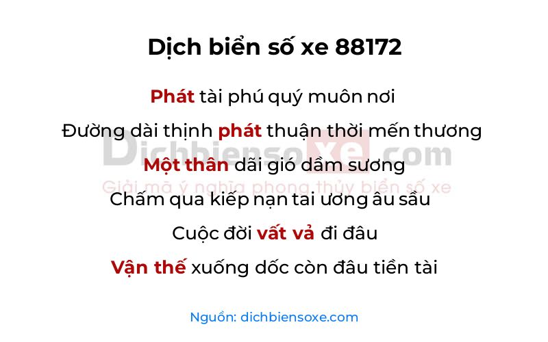 Dịch thơ biển số 88172