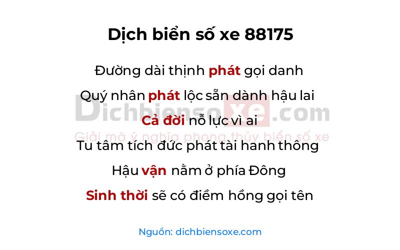 Dịch thơ biển số 88175