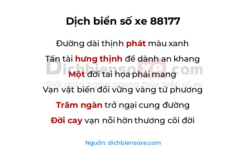 Dịch thơ biển số 88177