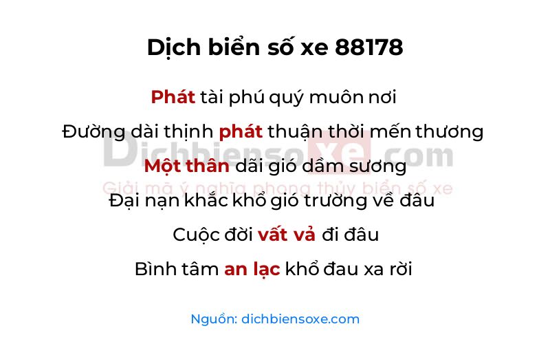 Dịch thơ biển số 88178