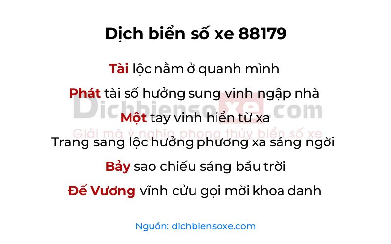 Dịch thơ biển số 88179