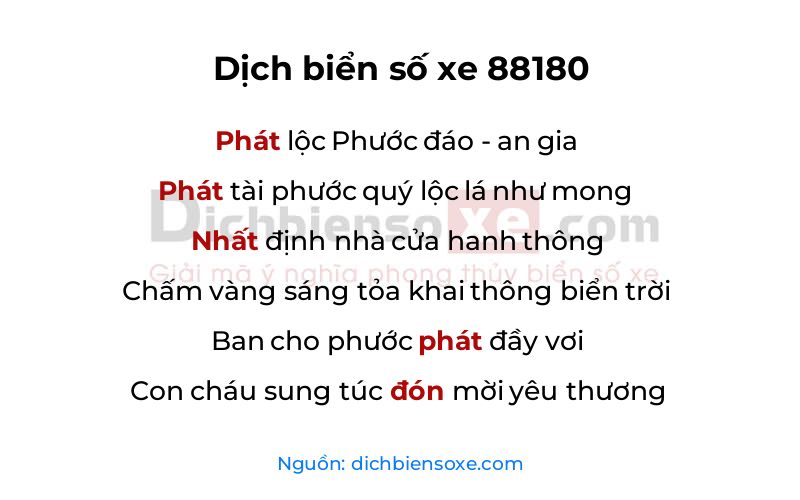 Dịch thơ biển số 88180