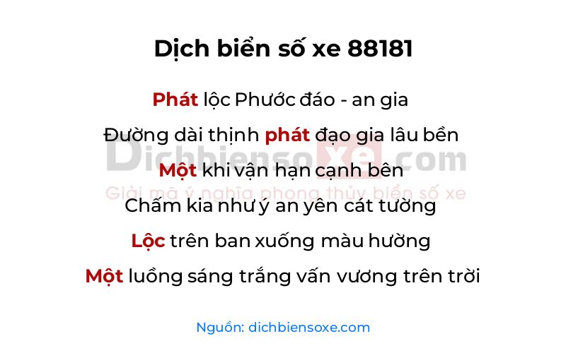 Dịch thơ biển số 88181