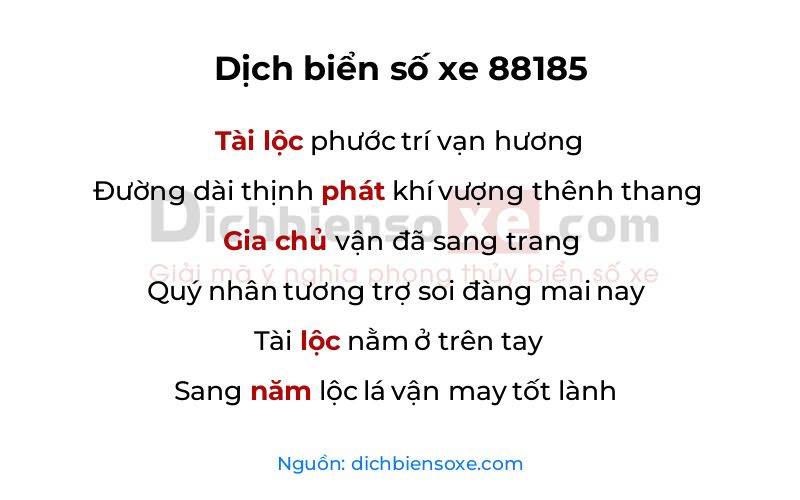 Dịch thơ biển số 88185