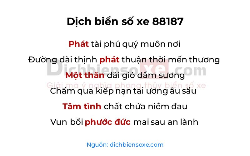 Dịch thơ biển số 88187