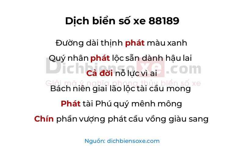 Dịch thơ biển số 88189