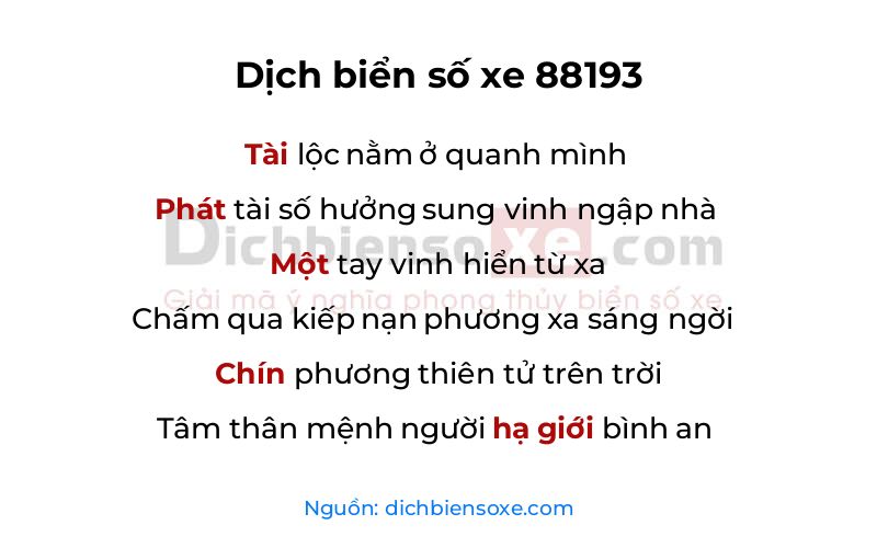 Dịch thơ biển số 88193