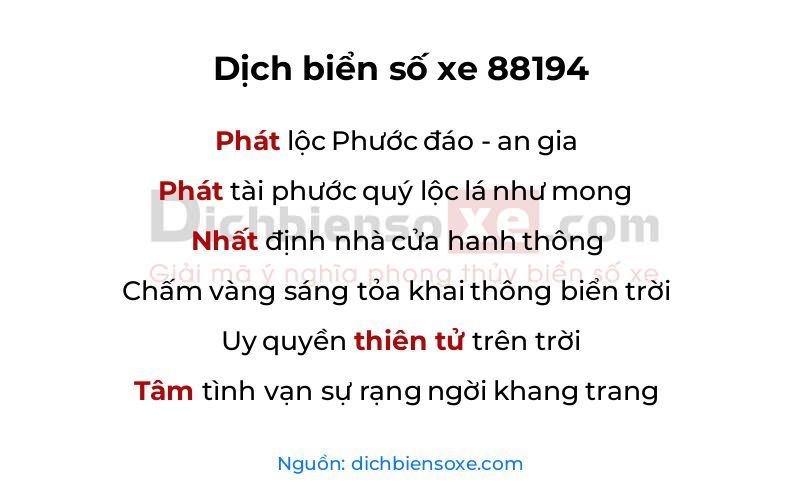 Dịch thơ biển số 88194
