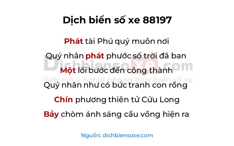 Dịch thơ biển số 88197