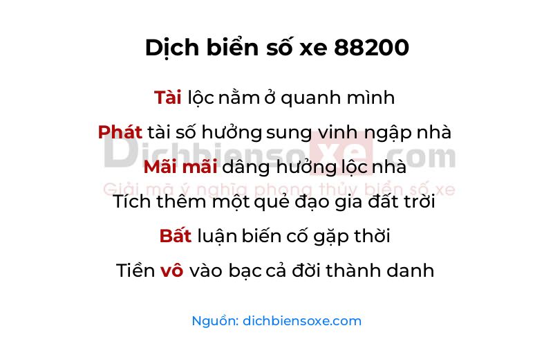 Dịch thơ biển số 88200