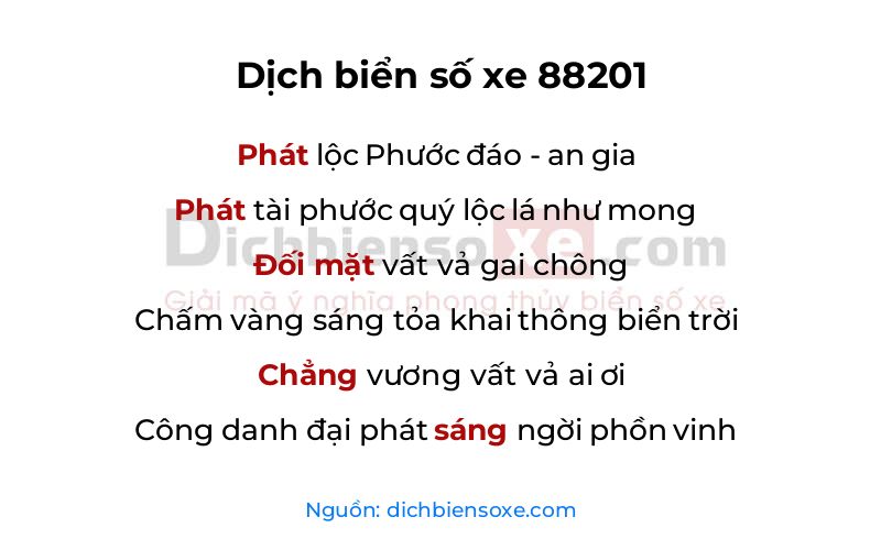 Dịch thơ biển số 88201