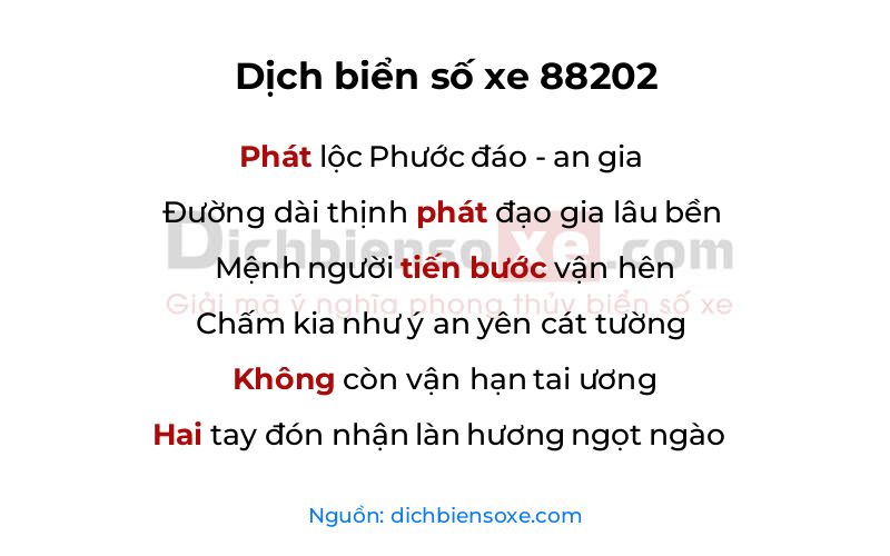 Dịch thơ biển số 88202