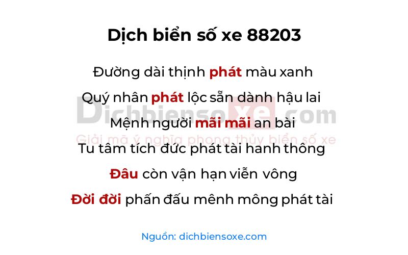Dịch thơ biển số 88203