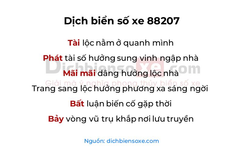 Dịch thơ biển số 88207
