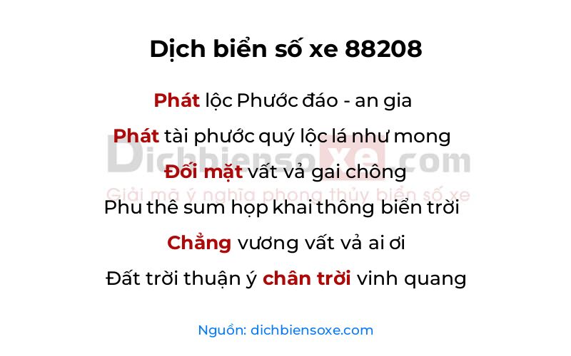 Dịch thơ biển số 88208