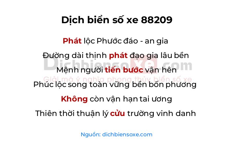 Dịch thơ biển số 88209