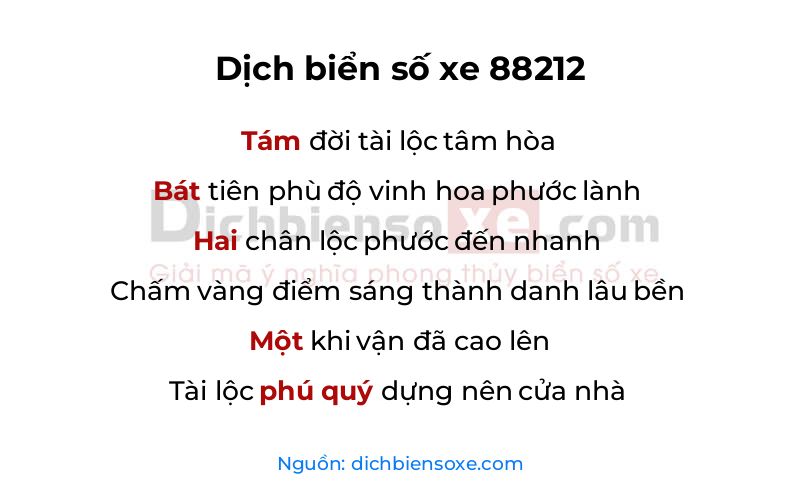 Dịch thơ biển số 88212