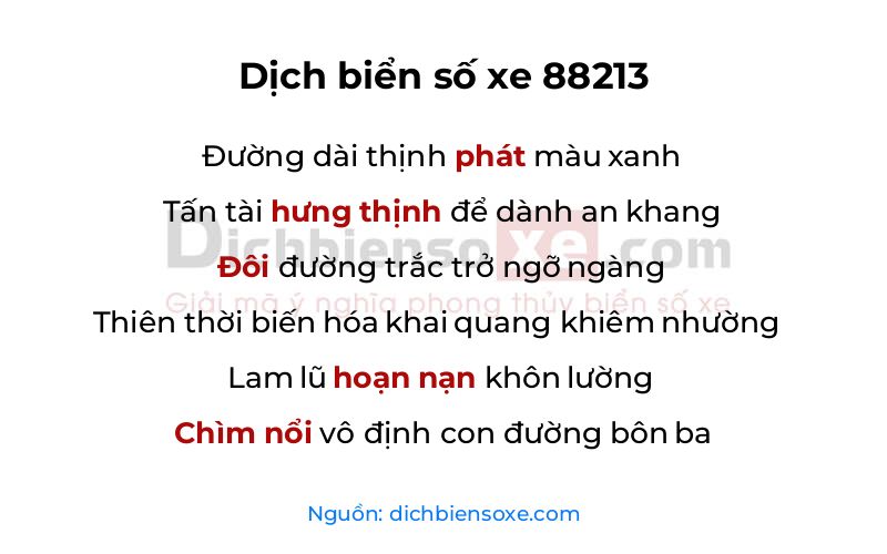 Dịch thơ biển số 88213