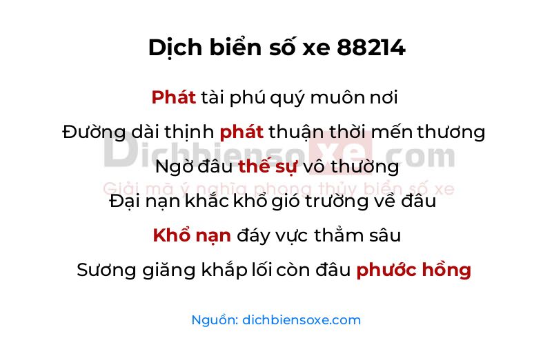 Dịch thơ biển số 88214