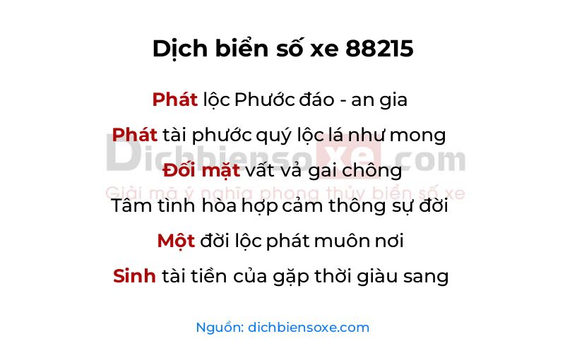 Dịch thơ biển số 88215