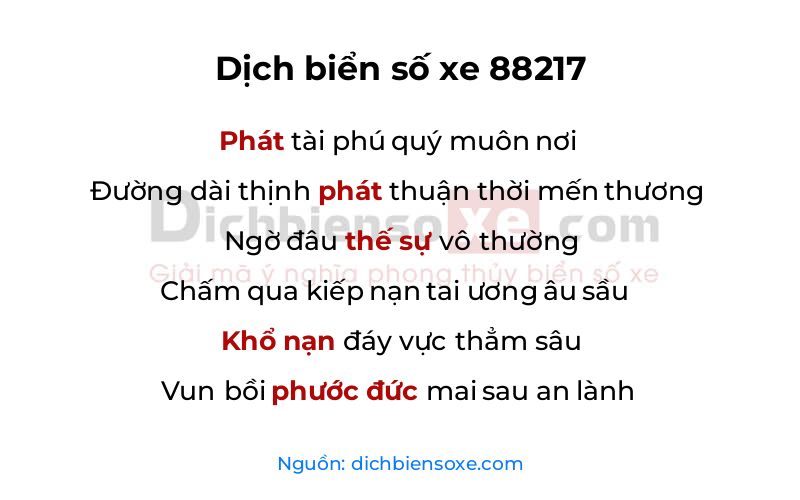 Dịch thơ biển số 88217