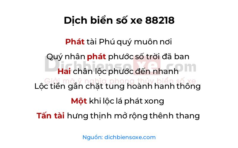 Dịch thơ biển số 88218