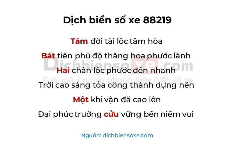Dịch thơ biển số 88219