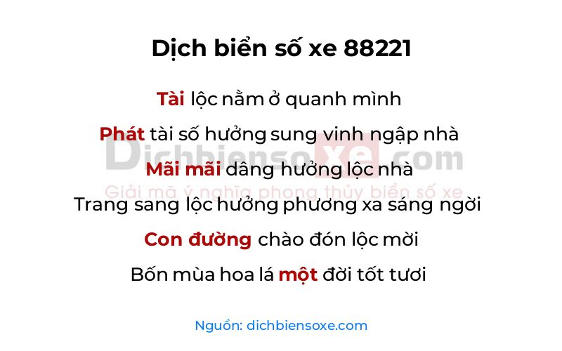 Dịch thơ biển số 88221