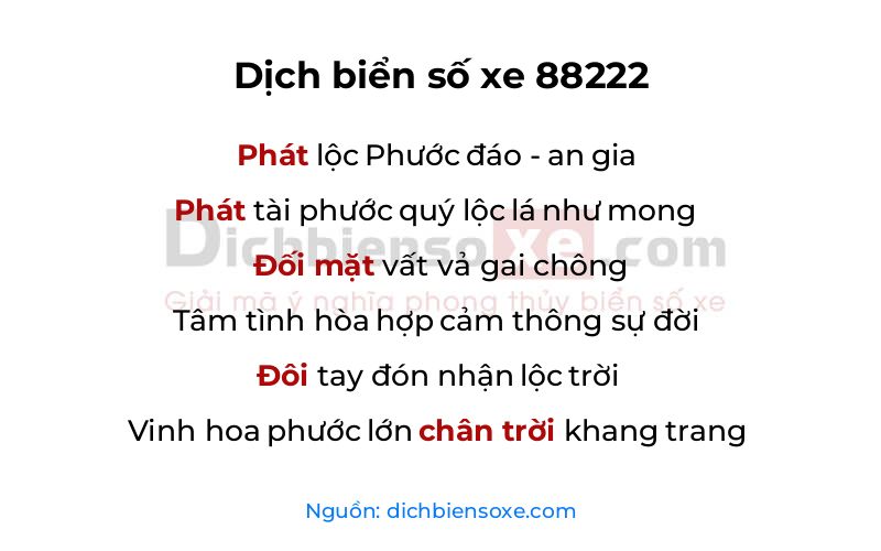 Dịch thơ biển số 88222