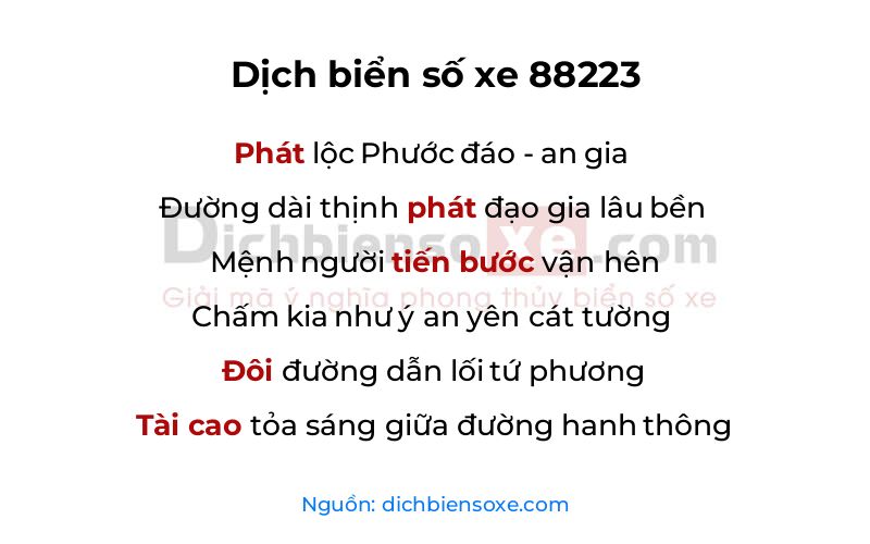 Dịch thơ biển số 88223
